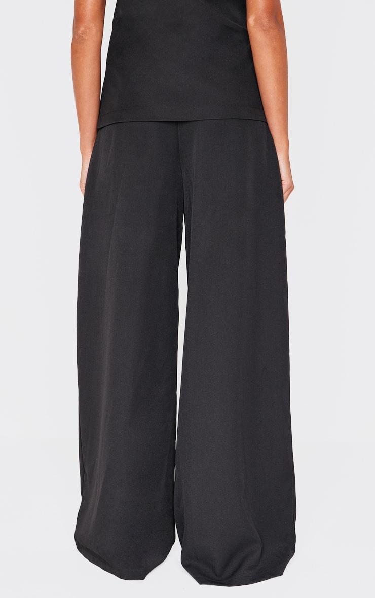 Black Woven Tailored Wide Leg Pleated Pants Product Image