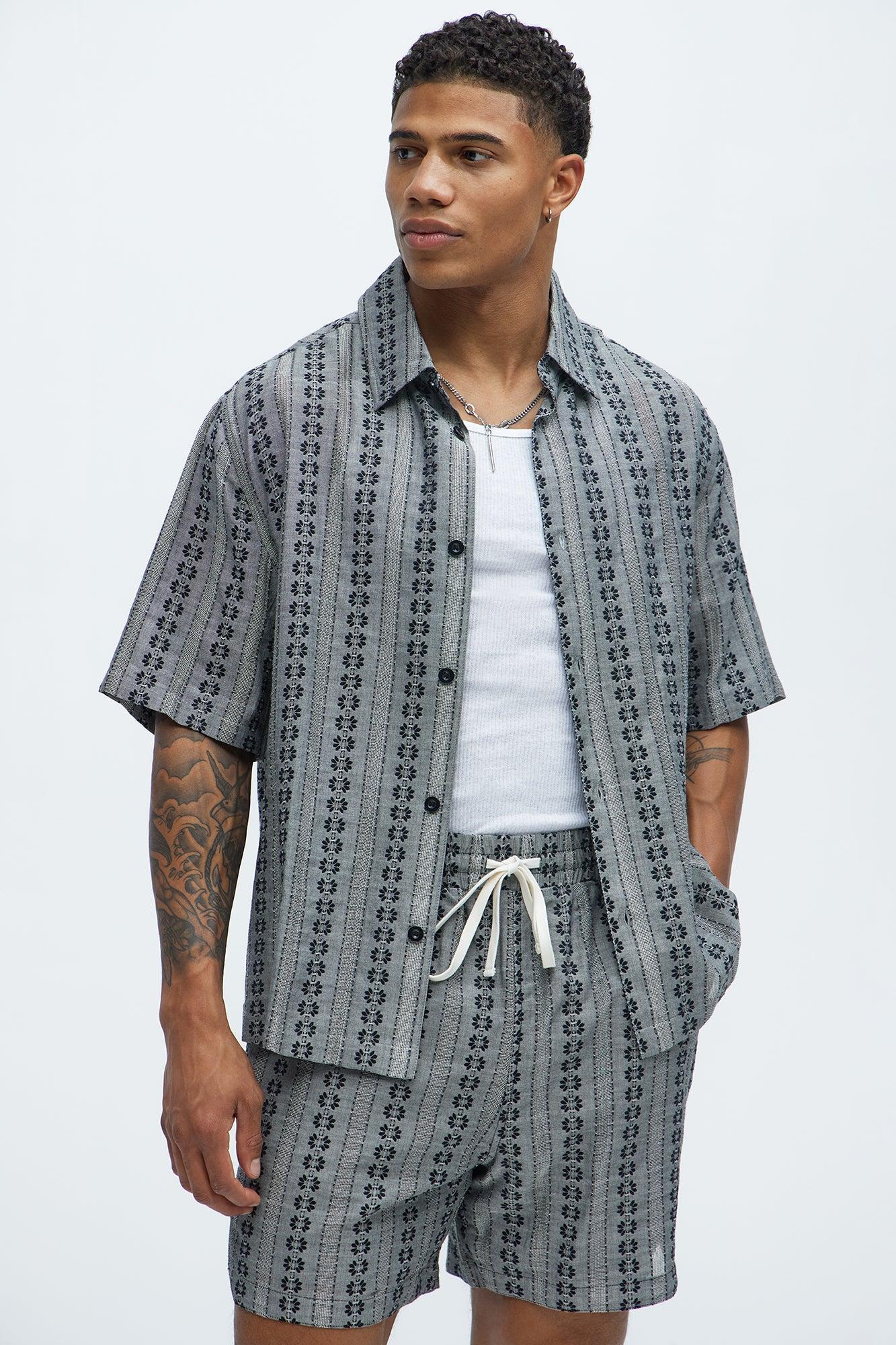 Denali Floral Short Sleeve Button Up - Black/combo Product Image