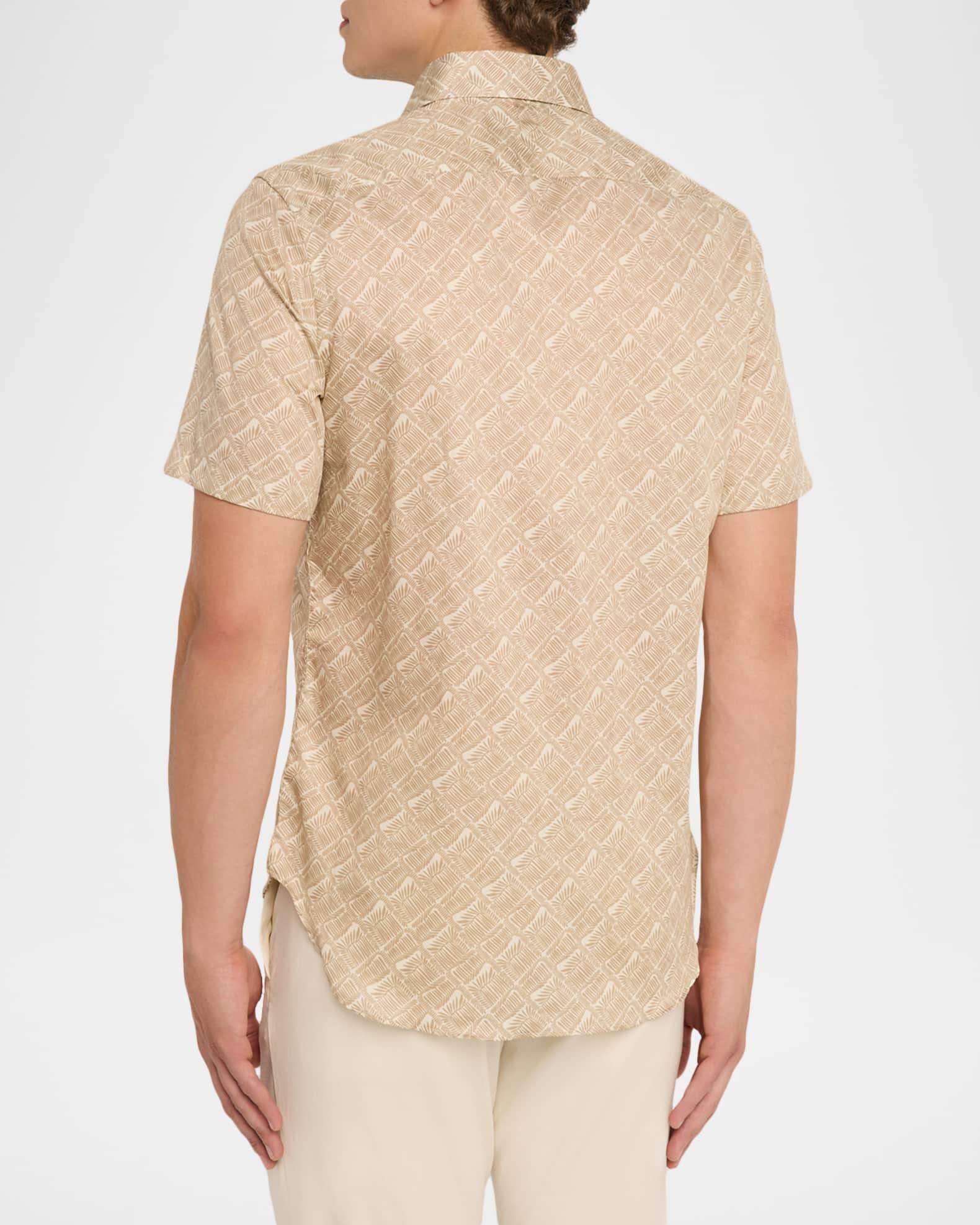 Men's Foliage-Print Cotton Short-Sleeve Shirt Product Image