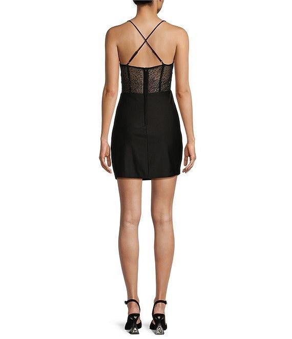 B. Darlin Spaghetti Strap Cowl Neck Shirred Detail Slim Dress Product Image