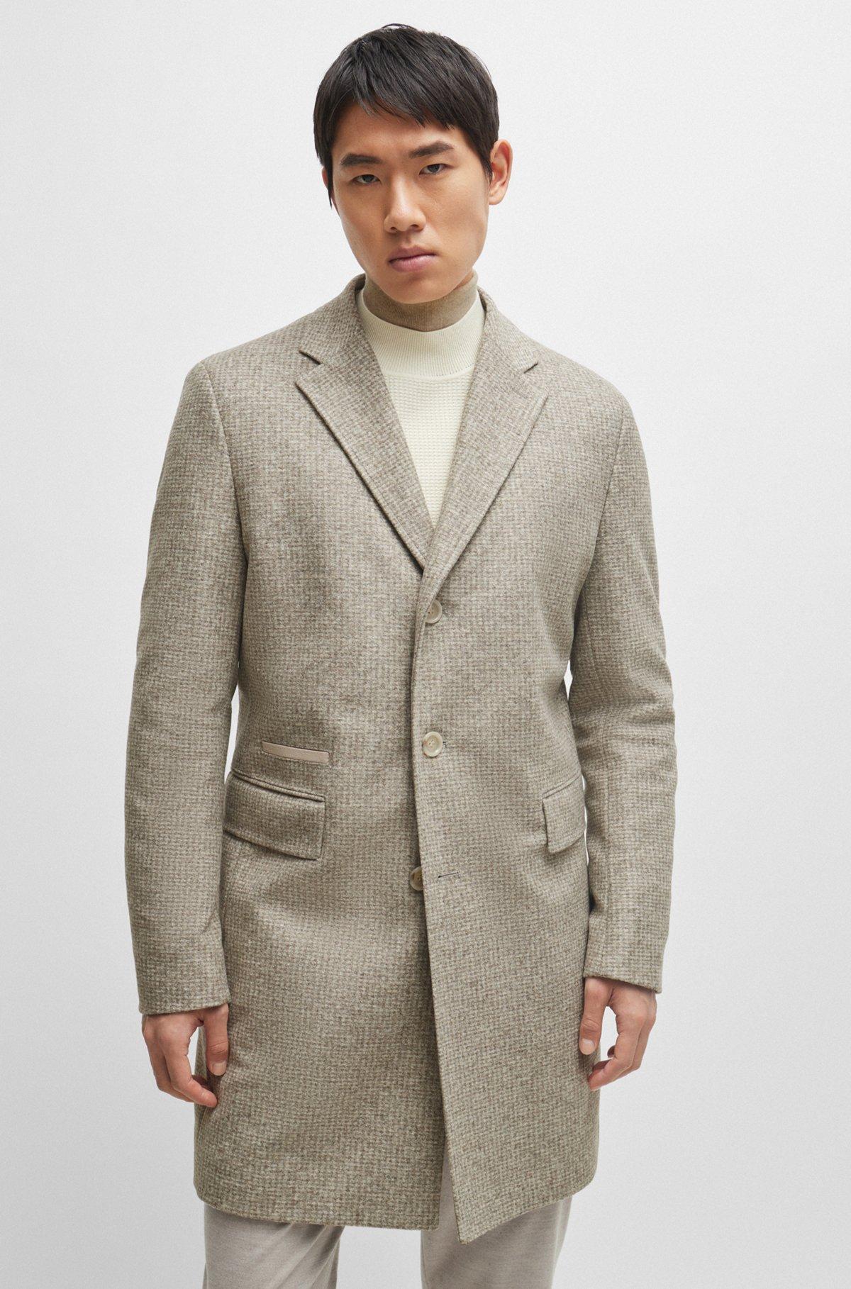Slim-fit coat in wool blend with zip-up inner Product Image