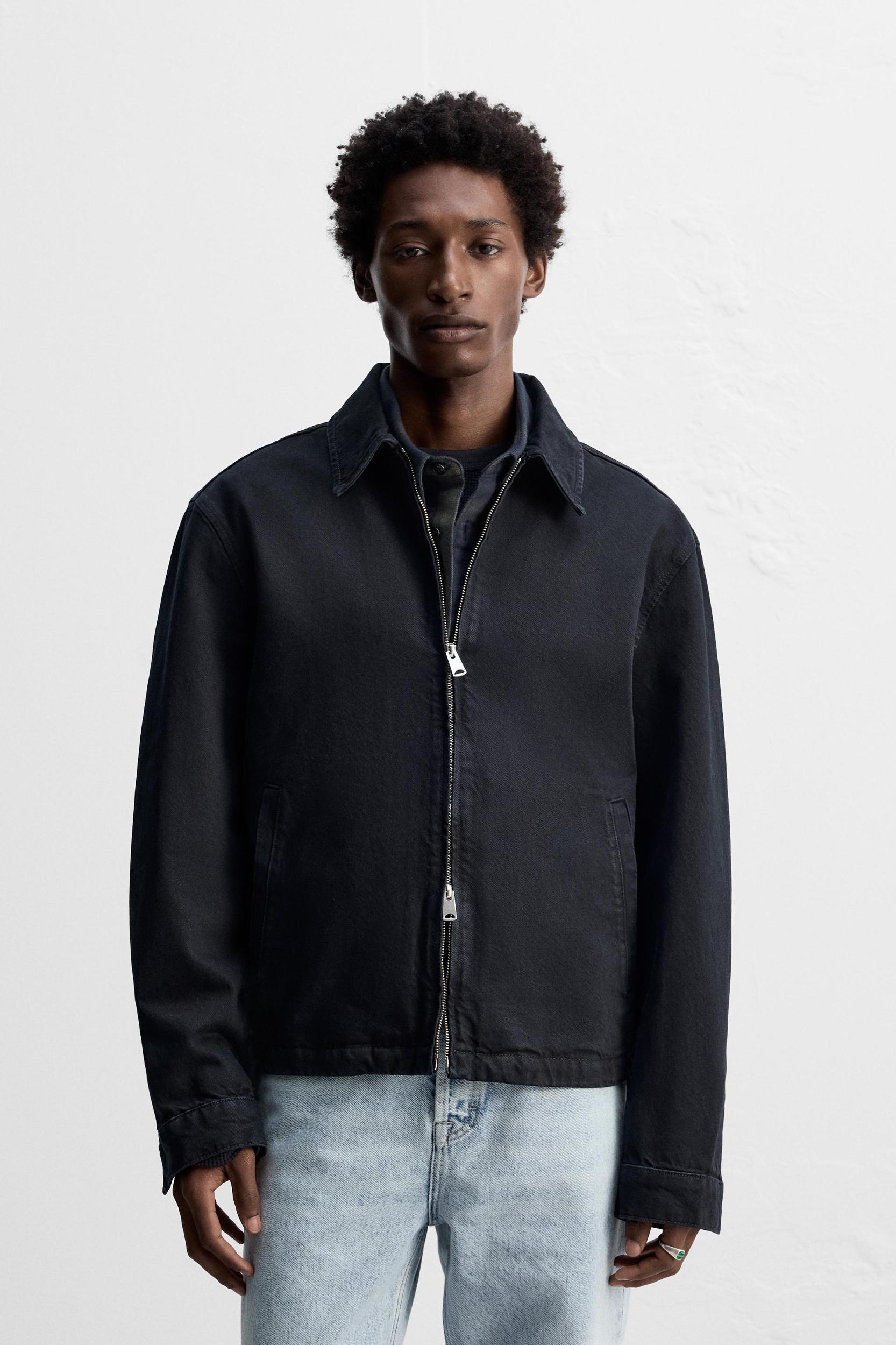 ZIPPERED DENIM JACKET Product Image