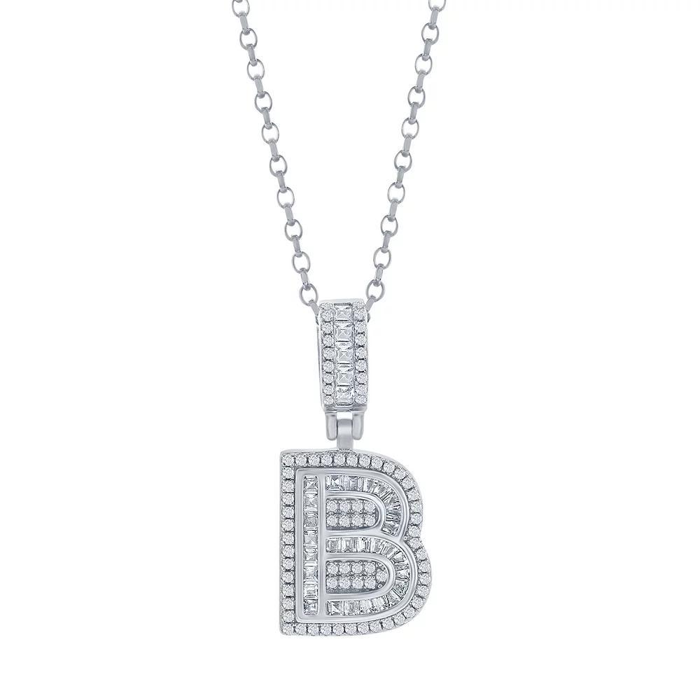 Argento Bella Sterling Silver Cubic Zirconia Initial Pendant Necklace, Women's, Size: 18", Sterling E Product Image
