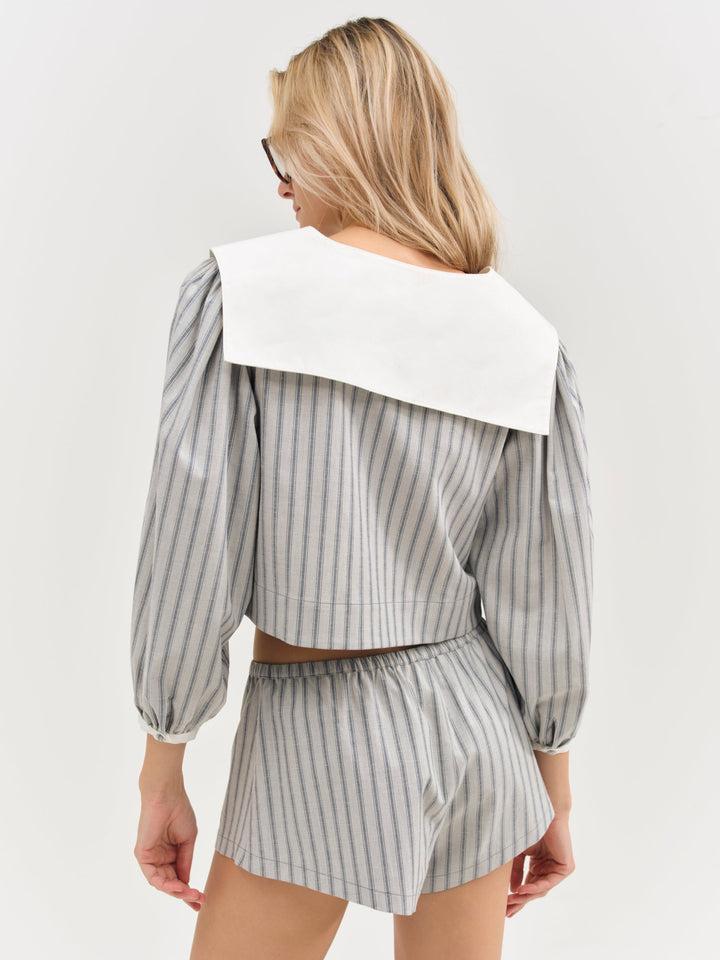 Linen Stripe Top — Blue Product Image
