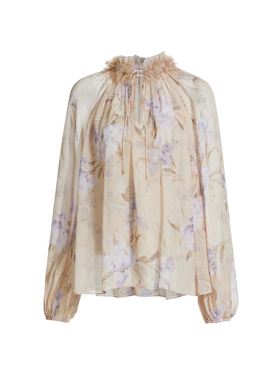 Womens Eden Floral Ruffled Neck Blouse Product Image