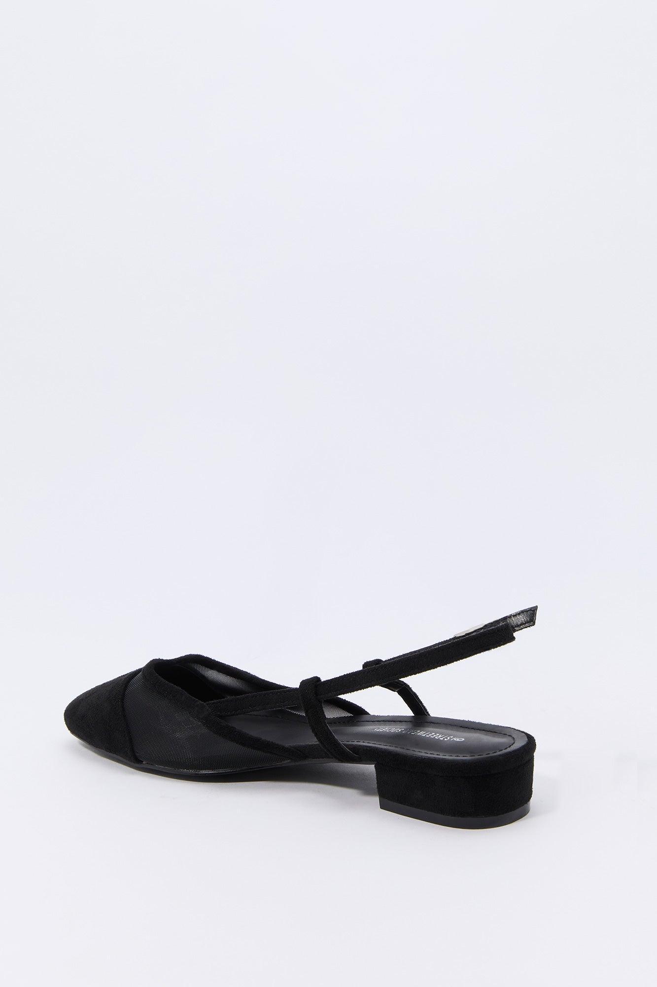 Mesh & Faux Suede Slingback Flat Female Product Image