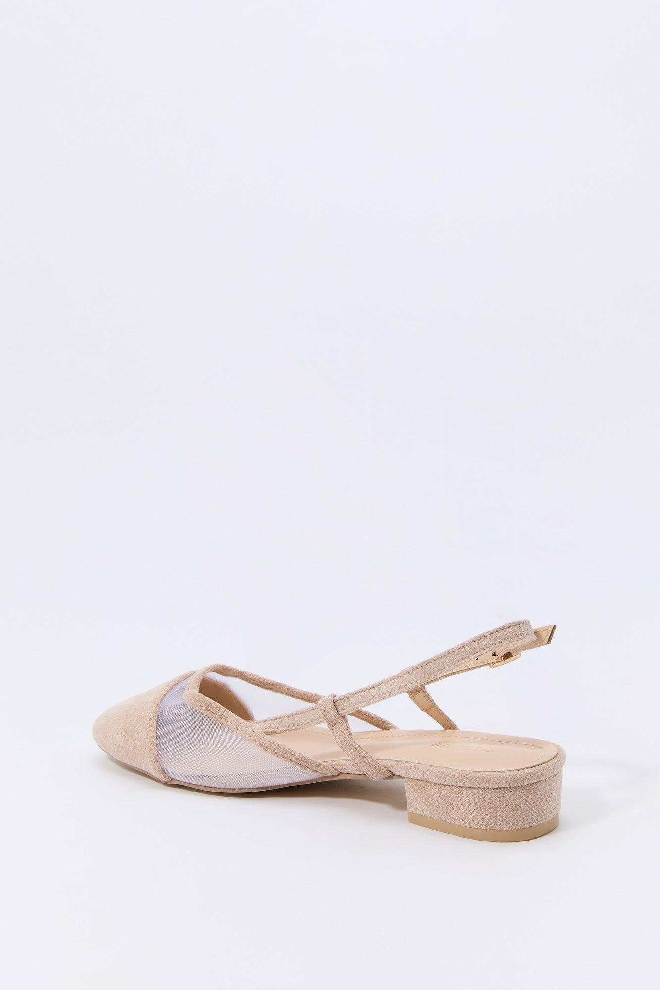 Mesh & Faux Suede Slingback Flat Female Product Image