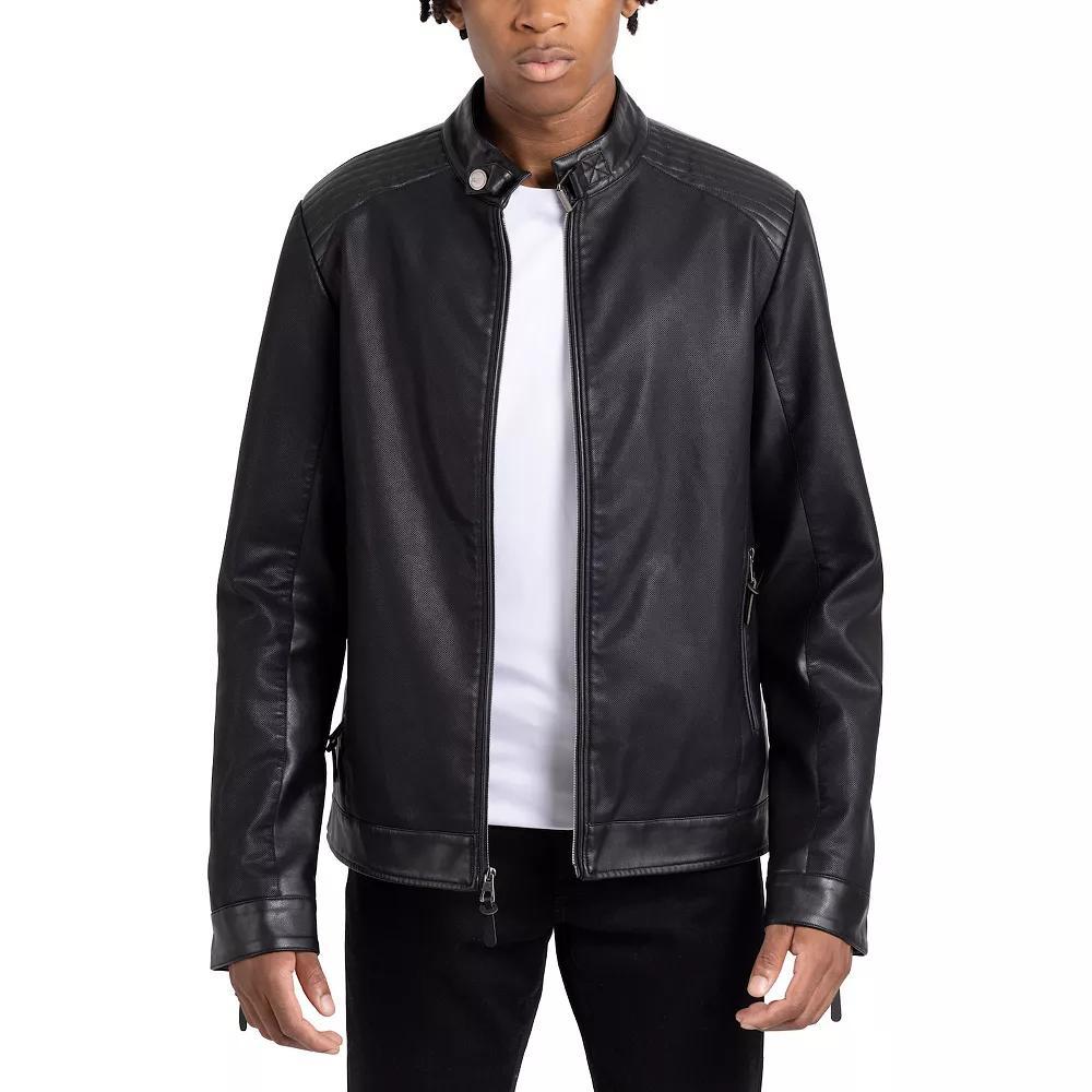 Mens Xray Faux Leather Racer Jacket Product Image
