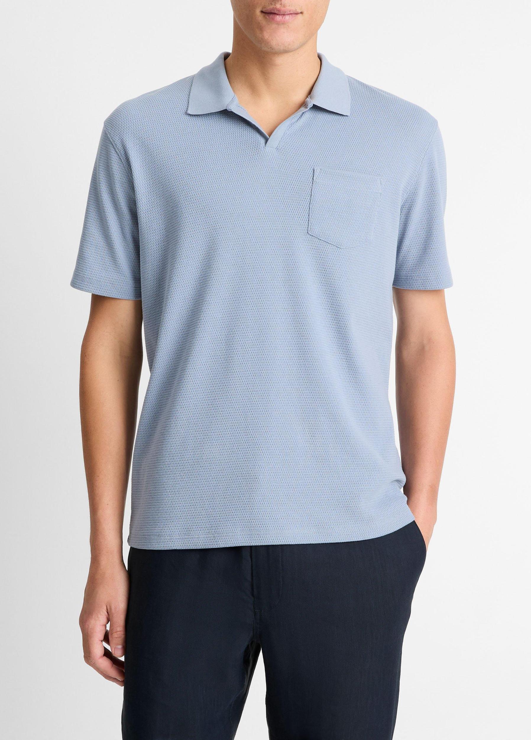 Mens Cotton-Blend Johnny-Collar Polo Shirt Vince Product Image