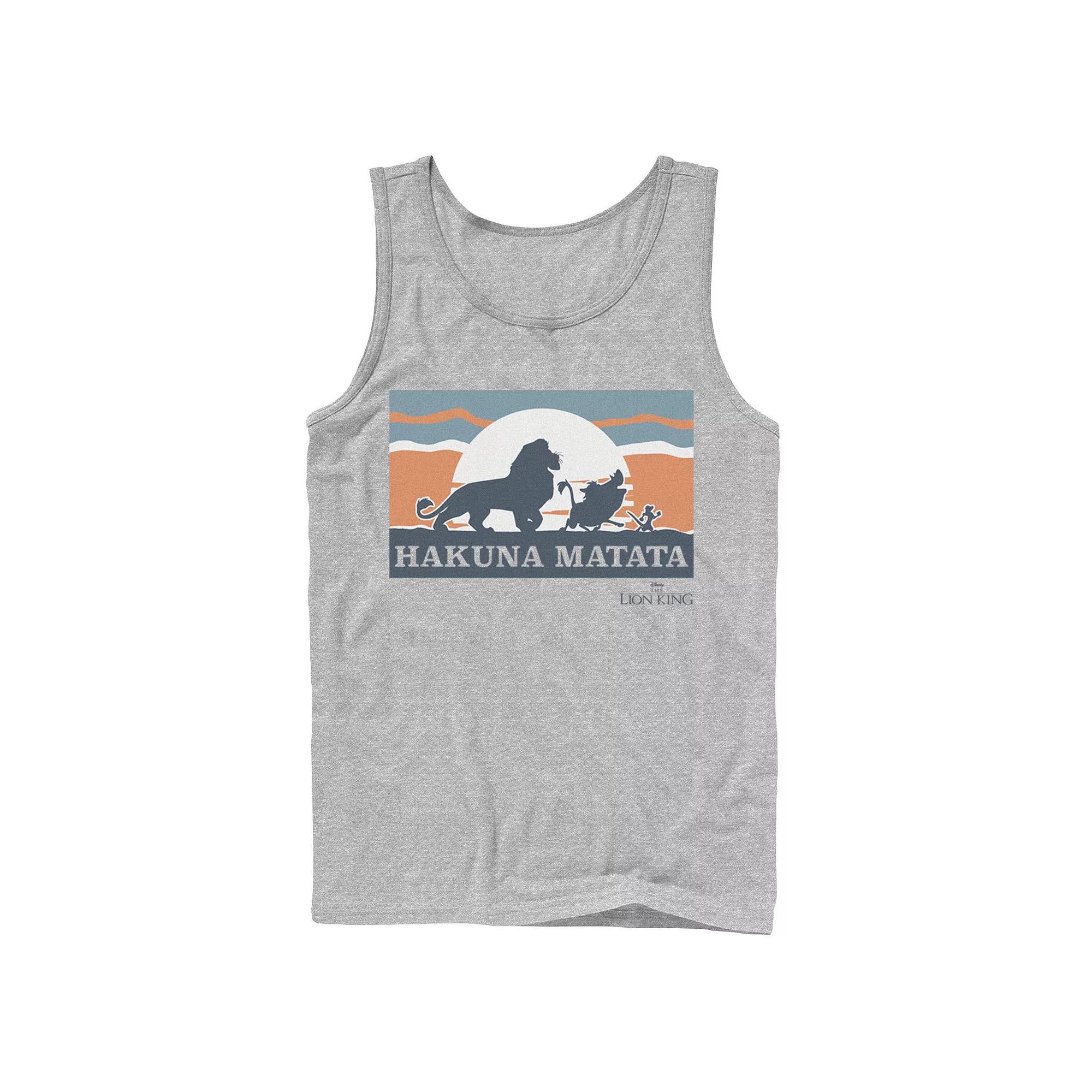 Disneys The Lion King Mens Retro Hakuna Matata Trio Silhouette Tank Top Athletic Grey Product Image