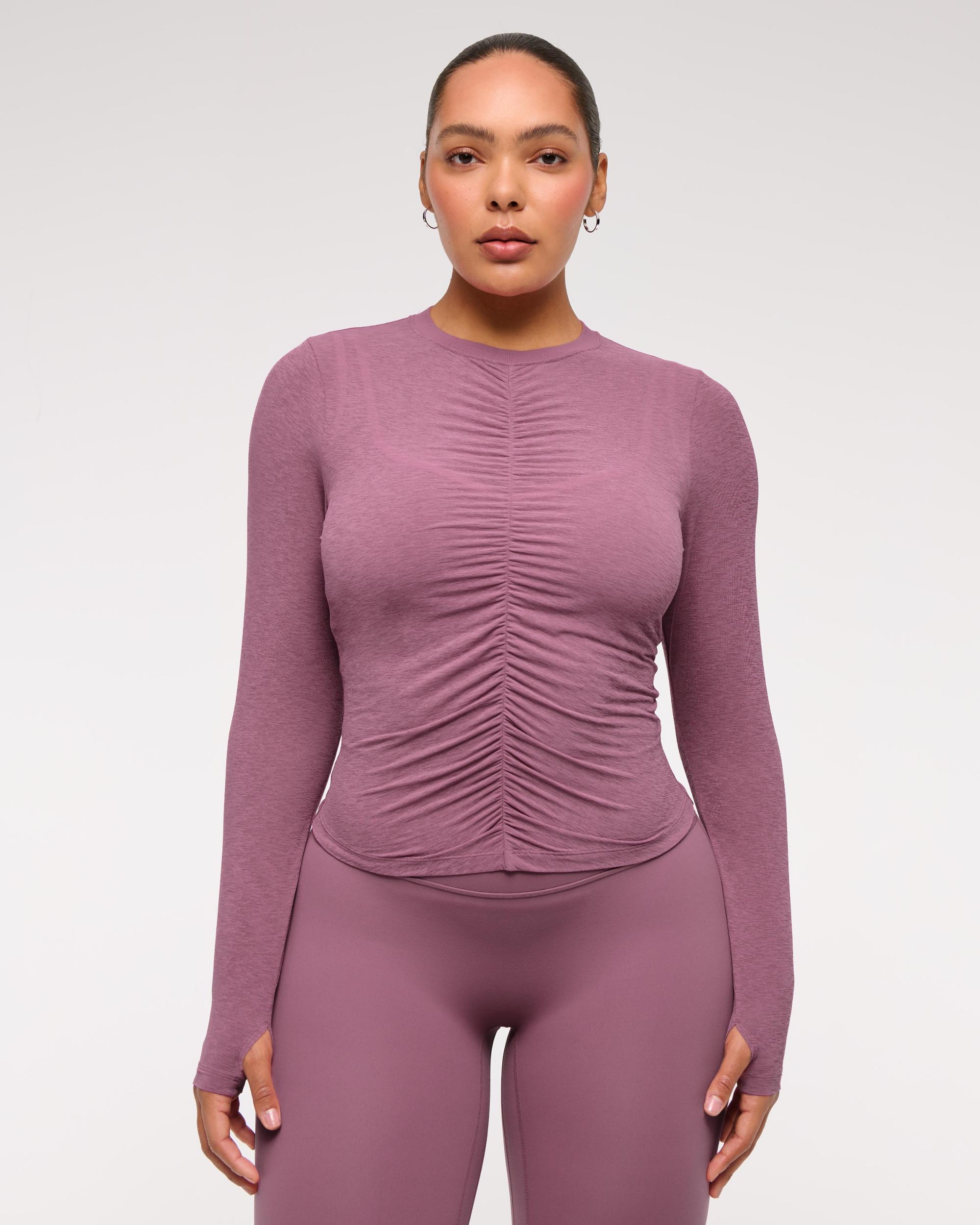 YPB Active Featherweight Long-Sleeve Ruched Tee Product Image