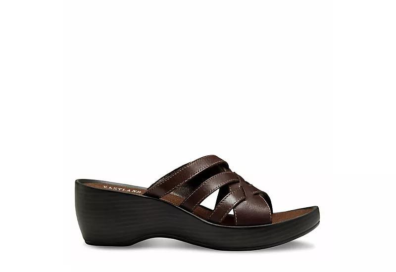 Eastland Poppy Womens Leather Slide Wedge Sandals Product Image