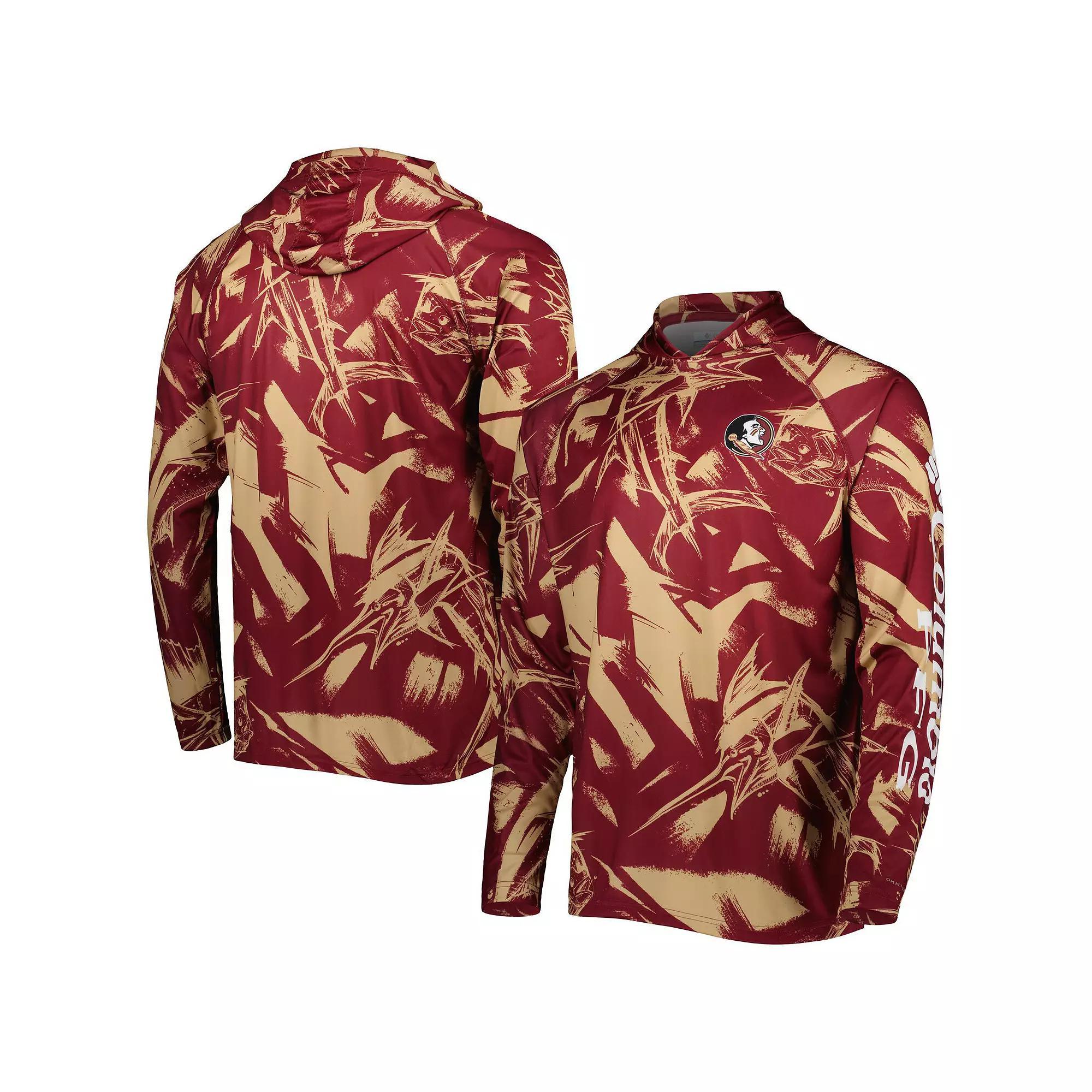 Mens Columbia Garnet/Gold Florida State Seminoles Super Terminal Tackle Omni-Shade Raglan Long Sleeve Hoodie T-Shirt Product Image