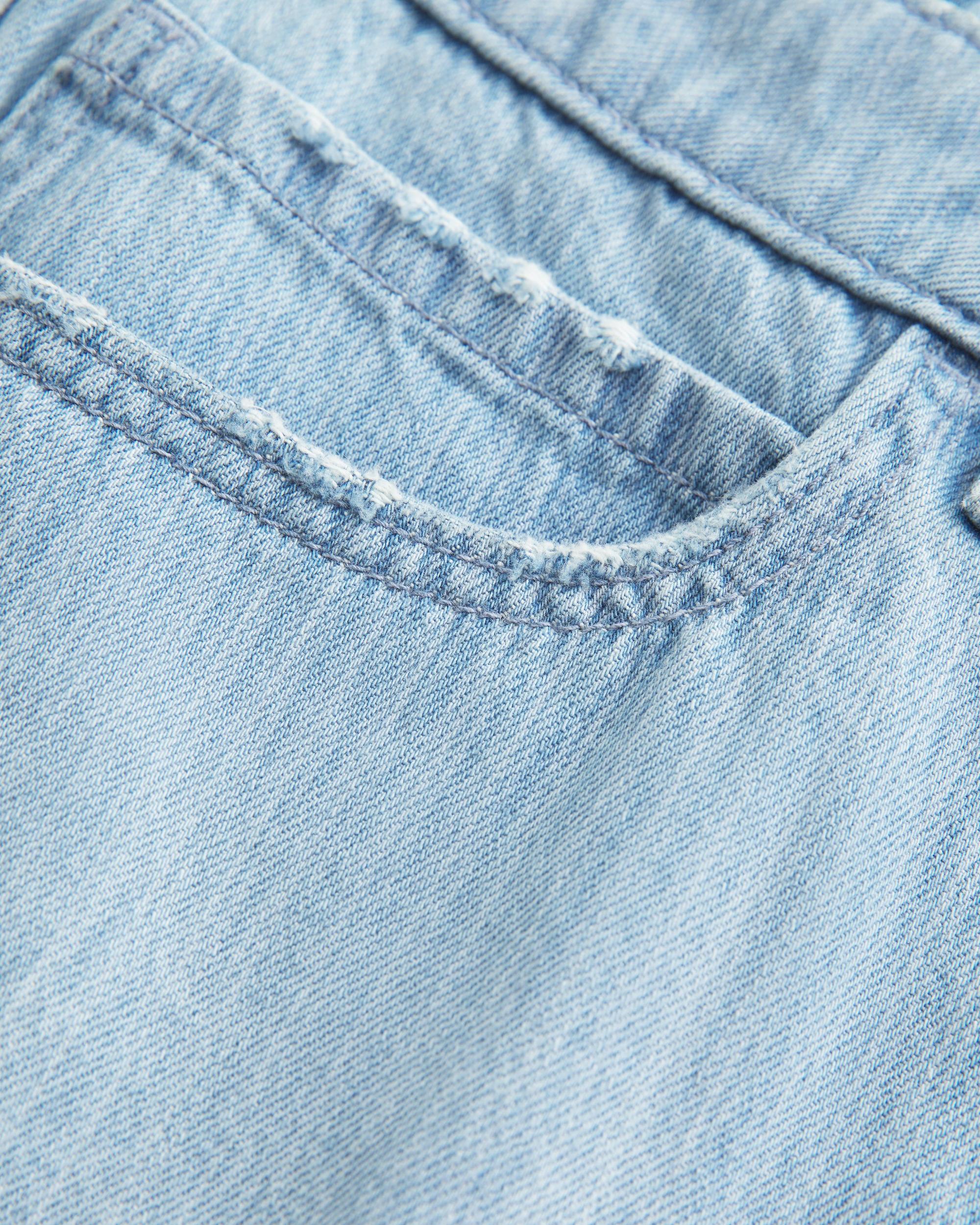 Low-Rise Light Wash Denim Mini Skort Product Image