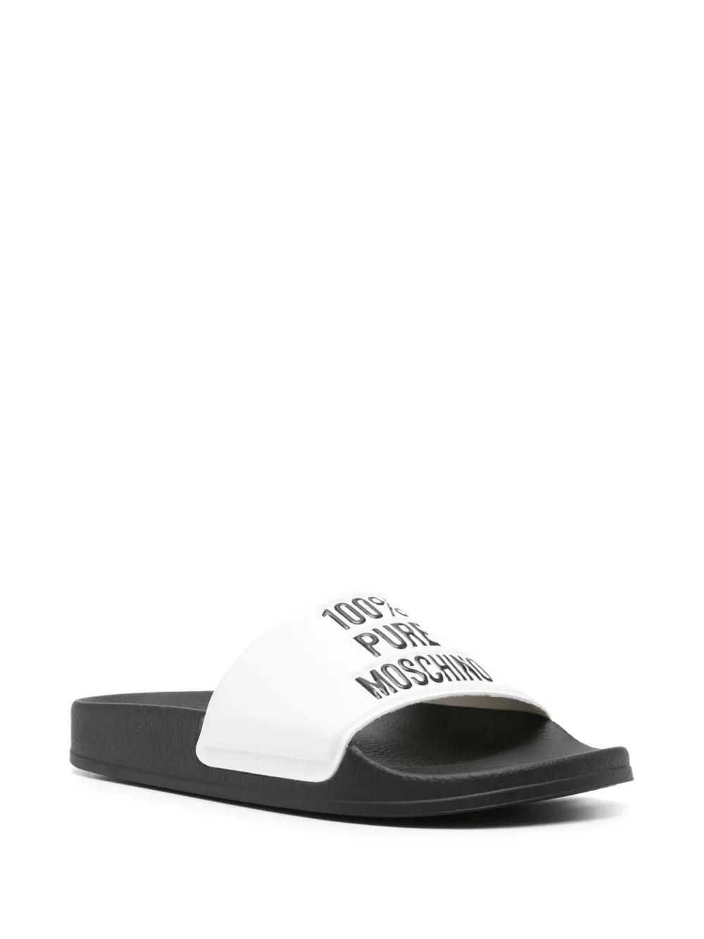 logo-embossed faux-leather slides Product Image