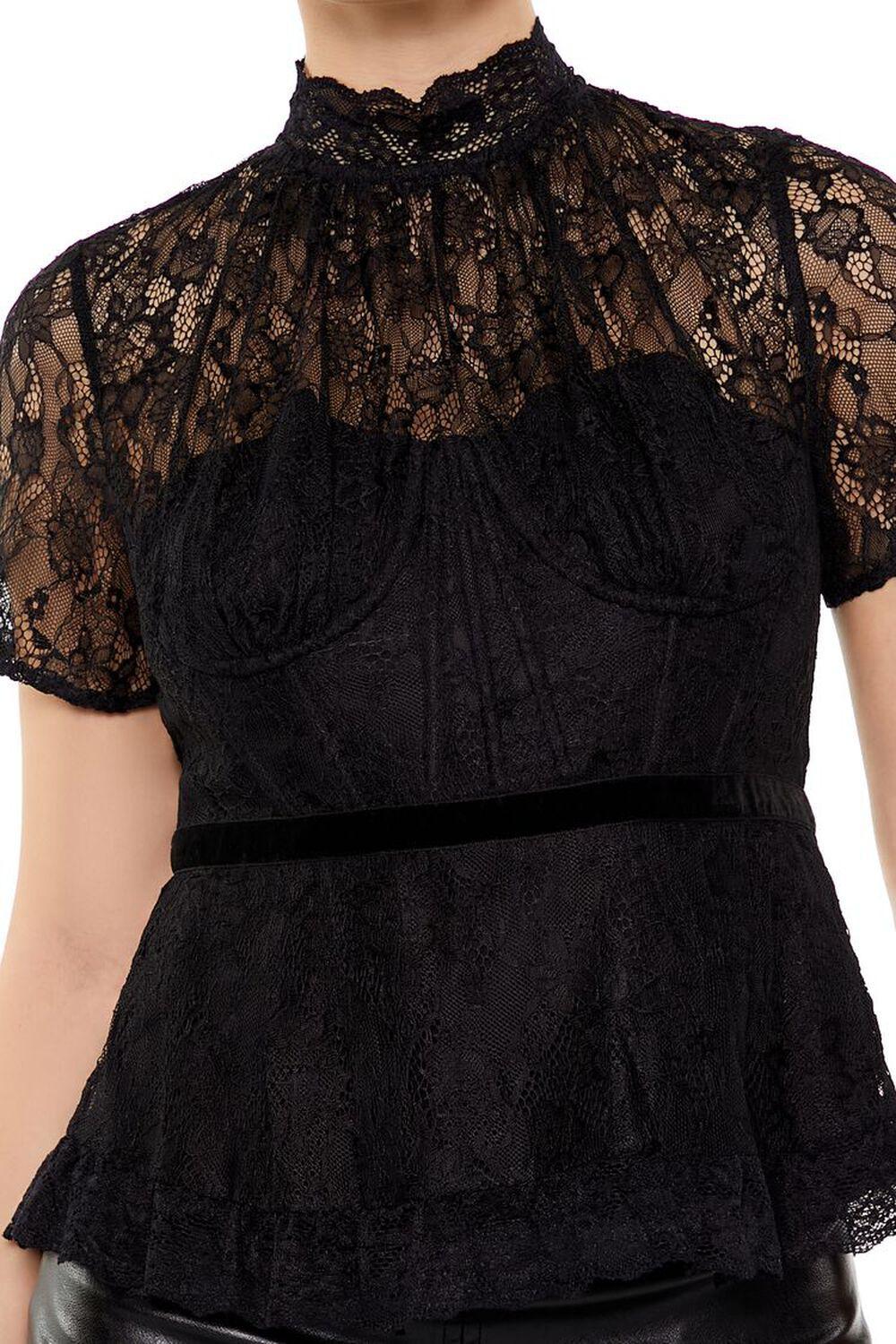 Lace Illusion Peplum Top | Forever 21 Product Image