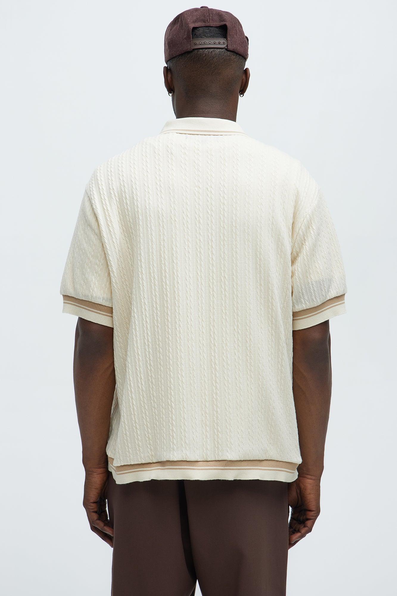 Fisher Knit Johnny Collar Polo - Off White Product Image