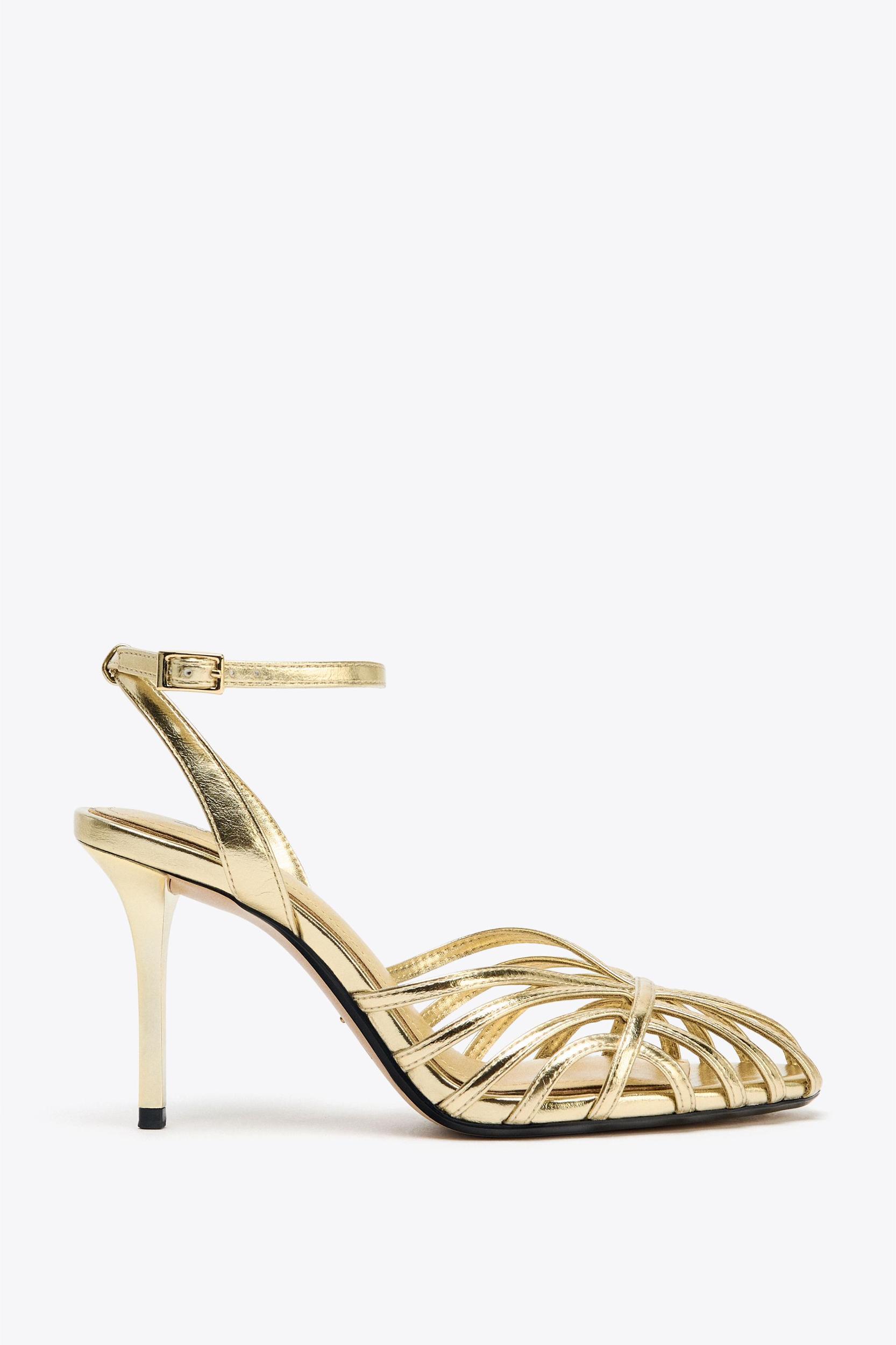 METALLIC EFFECT HEELED FISHERMAN SANDALS Product Image