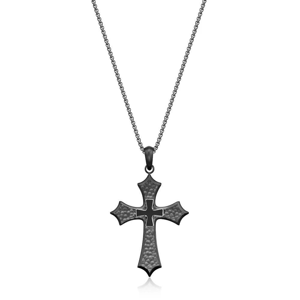 Men's LYNX Stainless Steel Enamel Cross Pendant Necklace, Size: 24" Product Image