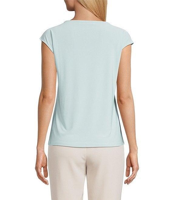 Kasper Beaded Round Neck Cap Sleeve Top Product Image