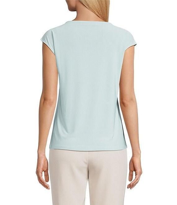 Kasper Beaded Round Neck Cap Sleeve Top Product Image