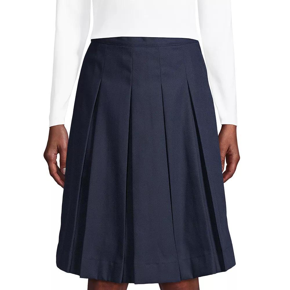Womens Lands End School Uniform Classic Box Pleat Skirt Classic Blue Product Image