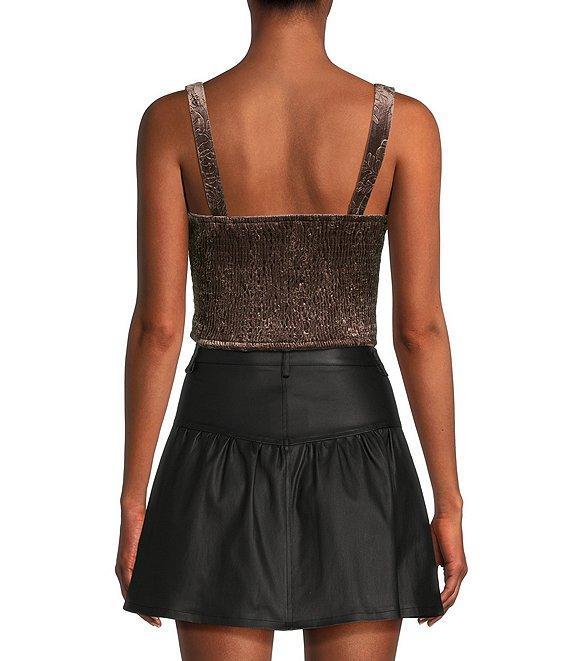 Honey & Sparkle Embossed Velvet Corset Smocked Back Top Product Image