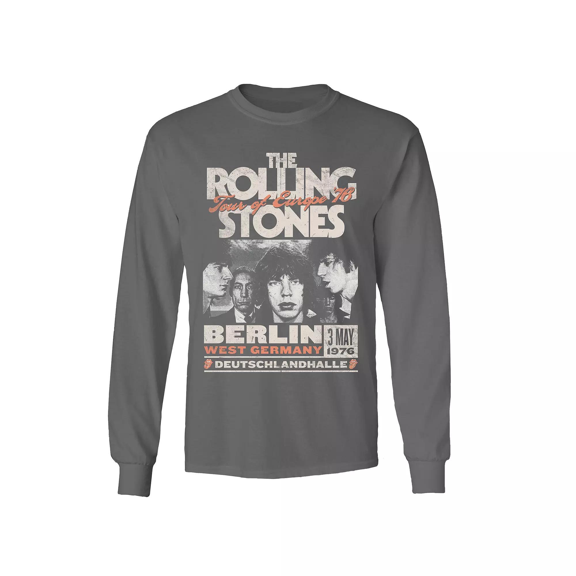 Men's Rolling Stones Europe 76 Long Sleeve Tee, Size: XXL, Grey Product Image