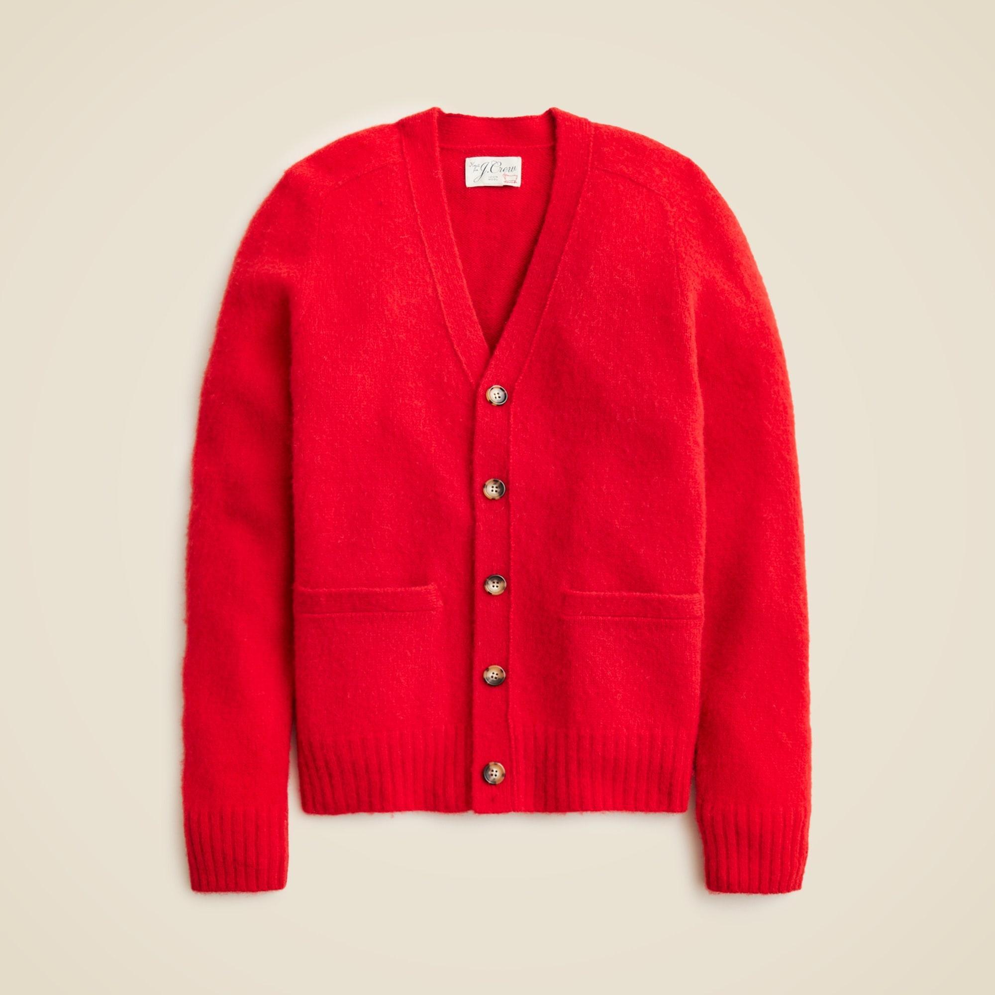 Brushed wool V-neck cardigan sweater Product Image