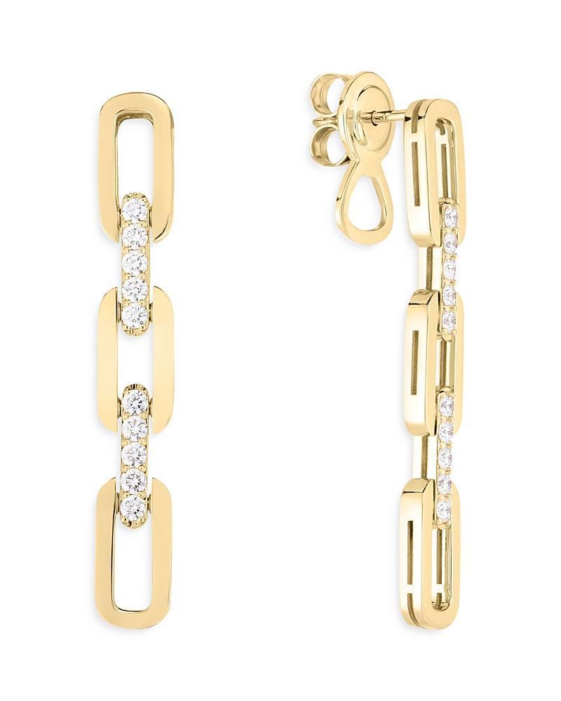 Roberto Coin 18K Yellow Gold Navarra Diamond Triple Link Drop Earrings Product Image