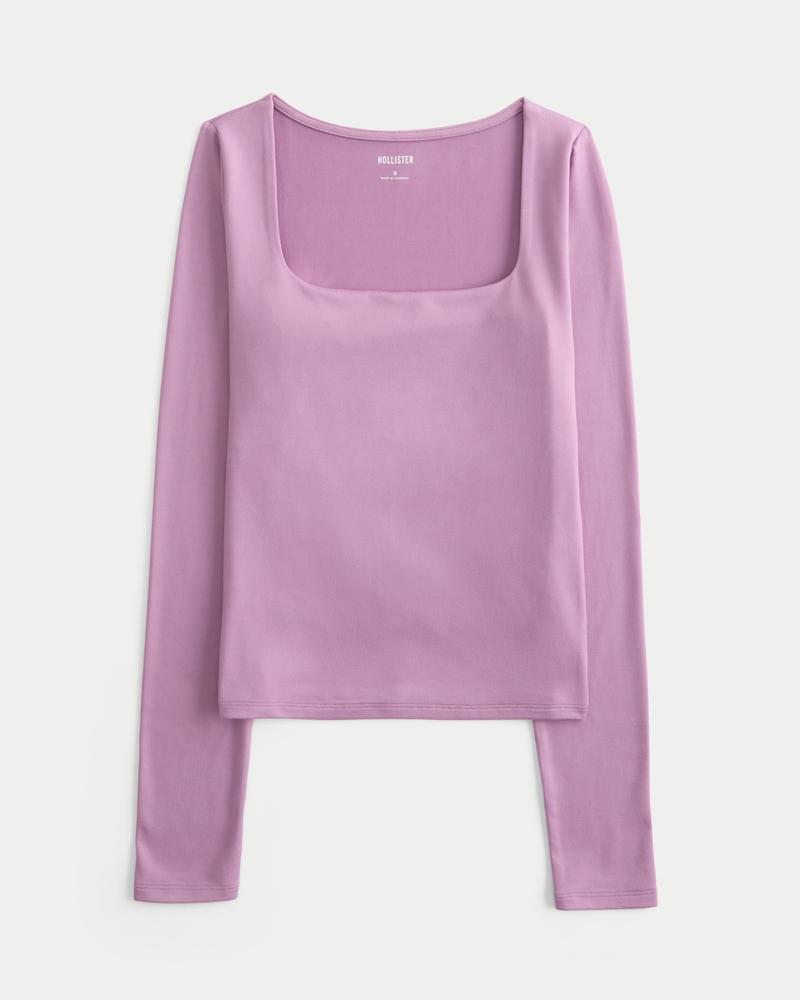 Soft Stretch Seamless Fabric Square-Neck Top Product Image