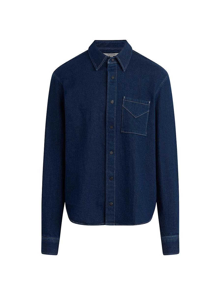 Mens Stretch Denim Button-Front Shirt Product Image