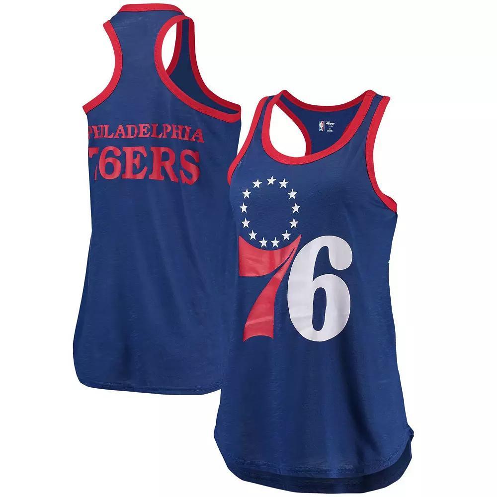 Women's G-III Sports by Carl Banks Royal Philadelphia 76ers Showdown Scoop-Neck Racerback Tank Top, Size: Medium, 76r Blue Product Image