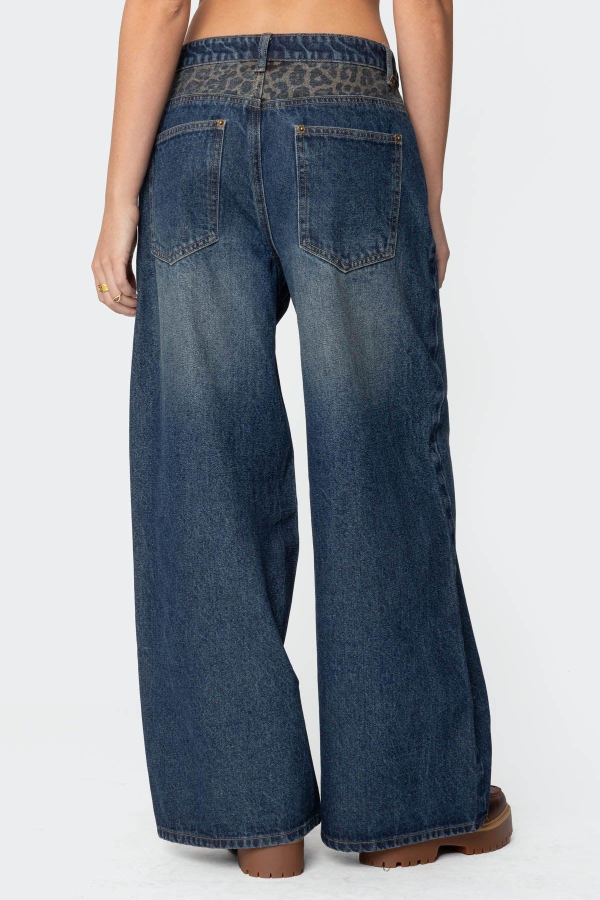 Gwen Leopard Detail Low Rise Jeans Product Image
