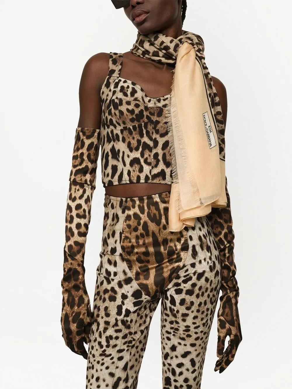 DOLCE & GABBANA Kim Dolce&gabbana Leopard-print Cashmere-blend Scarf In Neutrals Product Image