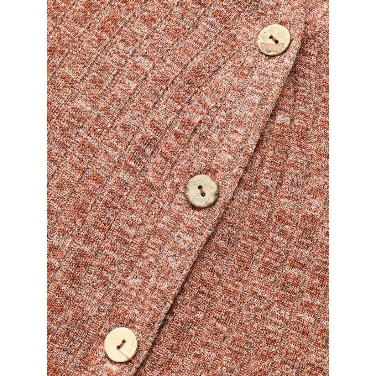 Plus Size Burgundy Texture Button Up Patch Pocket Jumpsuit Women Casual Half Sleeve Flat collar with V-notch Everyday Loose Jumpsuits BloomChic 30/6X Product Image