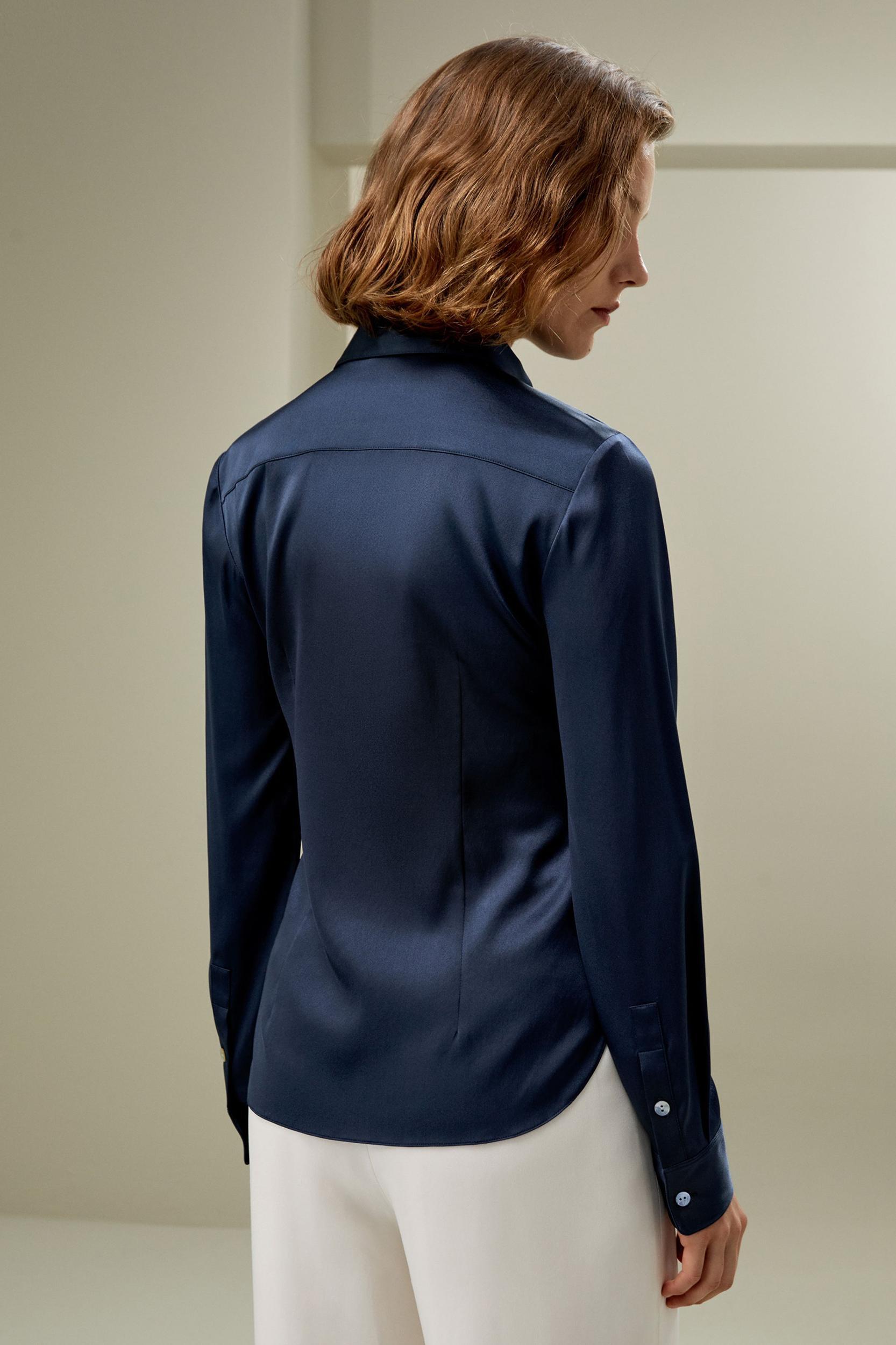 Elegant Silhouette Silk Shirt Product Image