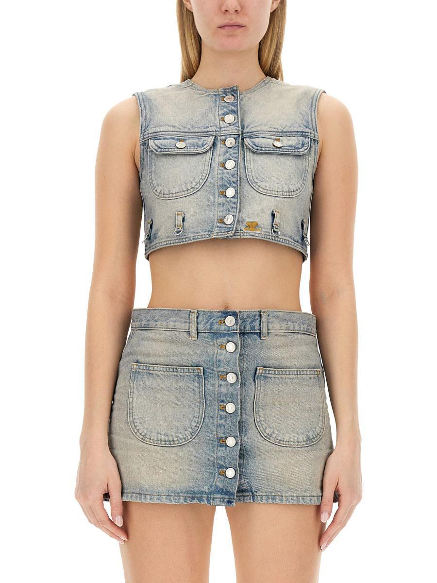 COURRÈGES Courreges Women Top Cropped In Blue Product Image