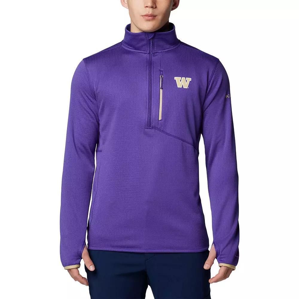 Men's Columbia Purple Washington Huskies Park View Grid Fleece Omni-Wick Half-Zip Jacket, Size: Small Product Image