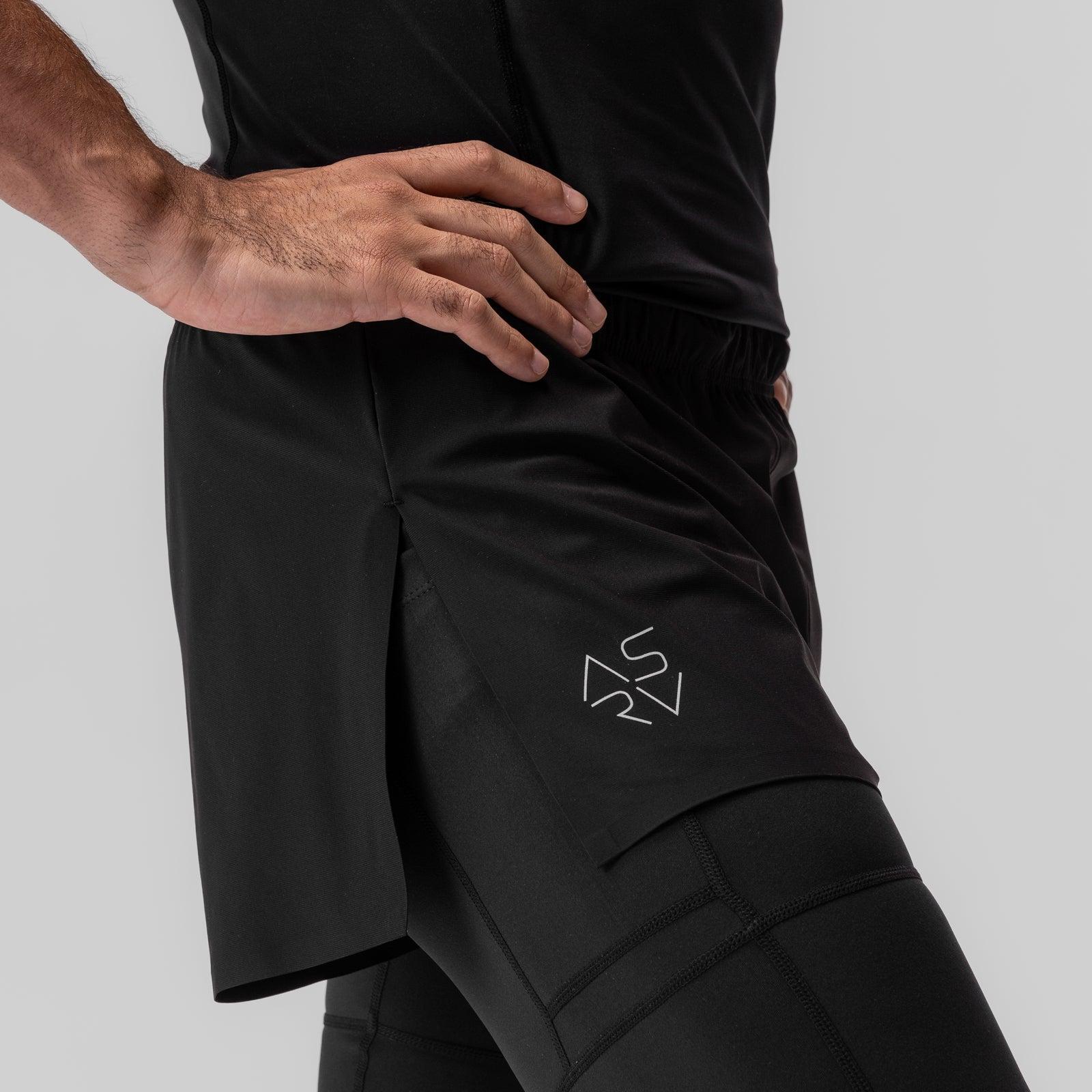 0911. Tetra-Lite® 2-in-1 High Split Legging Short - Black "Cyber"/Black Product Image