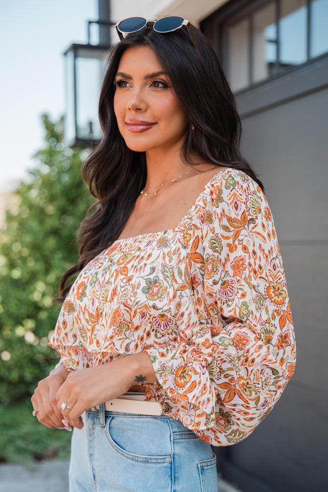 In A Dream Multi Floral Tiered Hem Printed Square Neck Top FINAL SALE Product Image