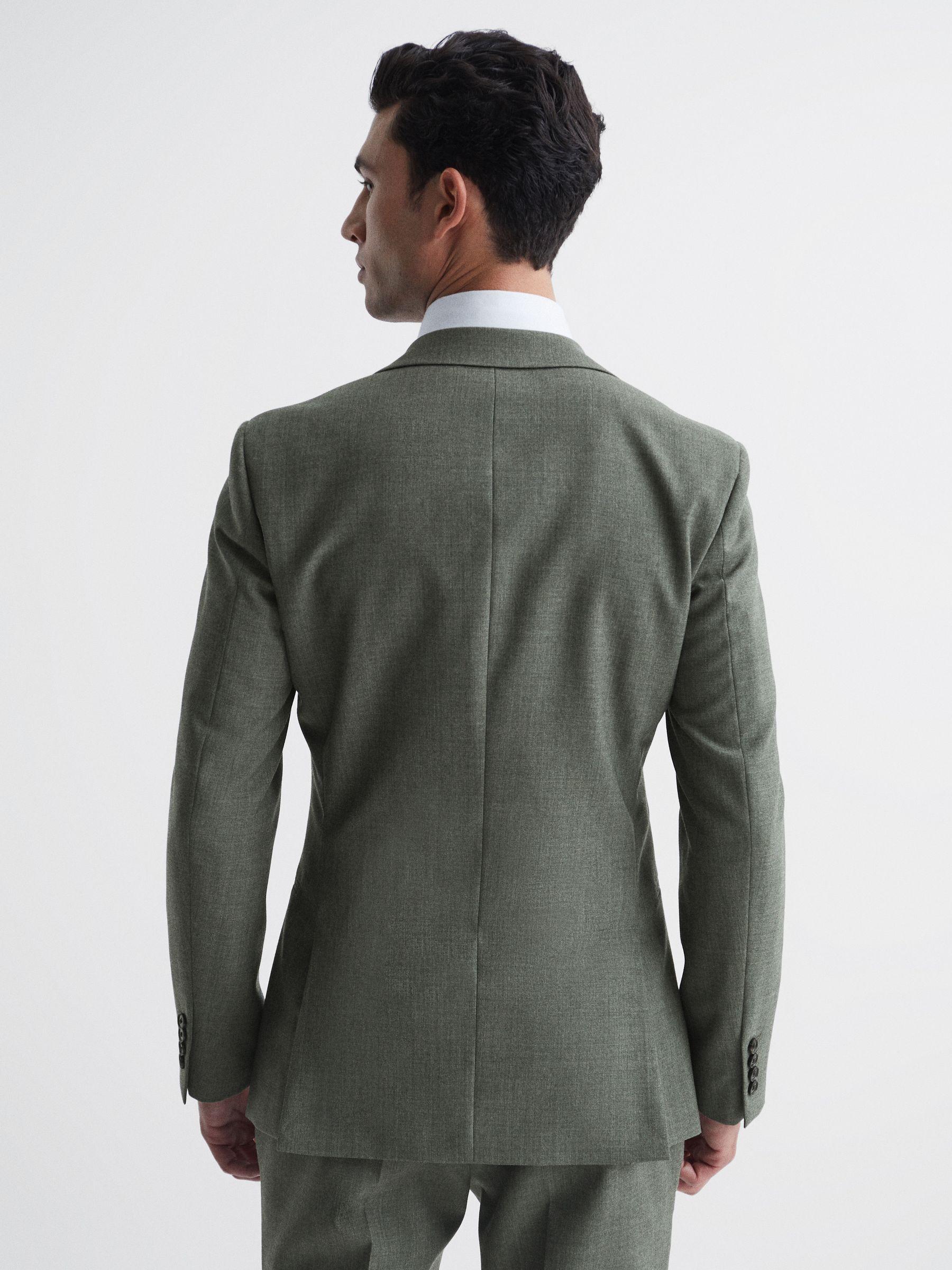 Single Breasted Slim Fit Wool Blazer in Green Product Image