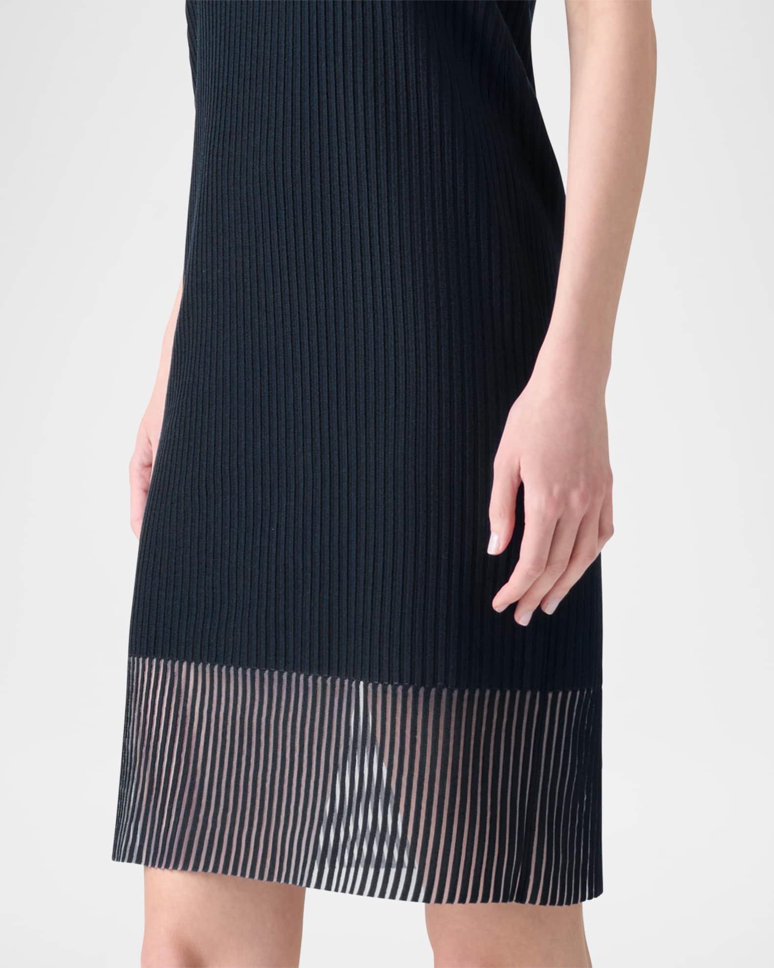 Sheer Striped Knit Sleeveless Dress Product Image