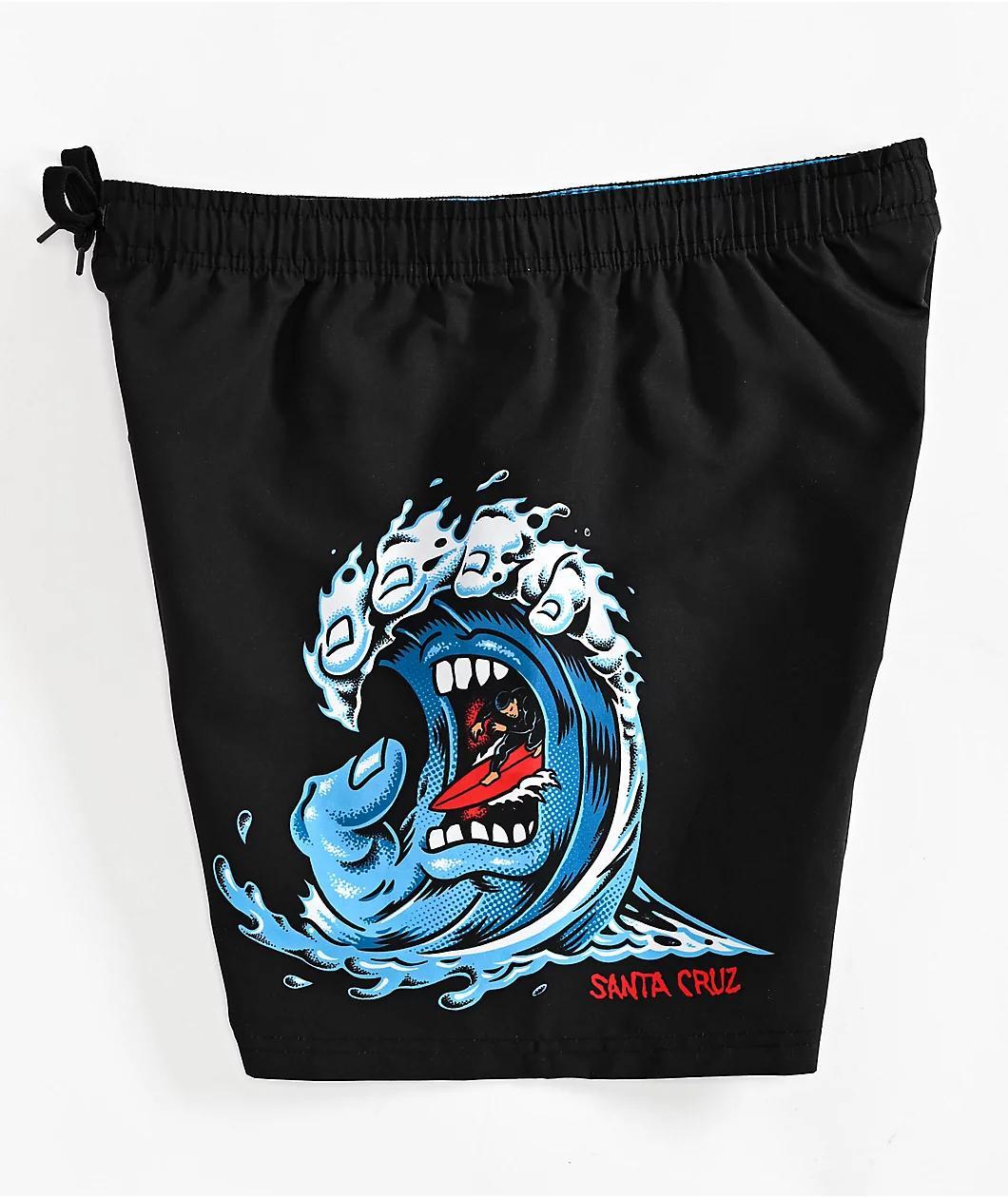 Santa Cruz Screaming Wave Black Board shorts Product Image