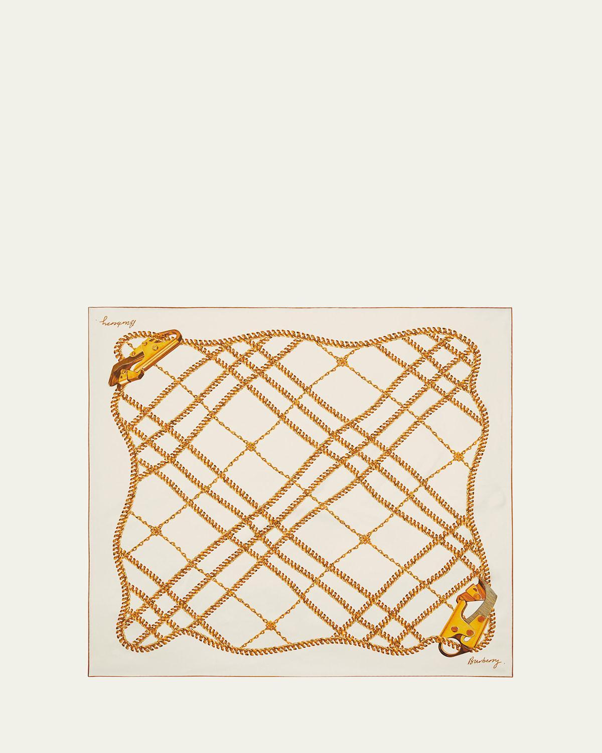 Womens Chain Check Silk Scarf Product Image