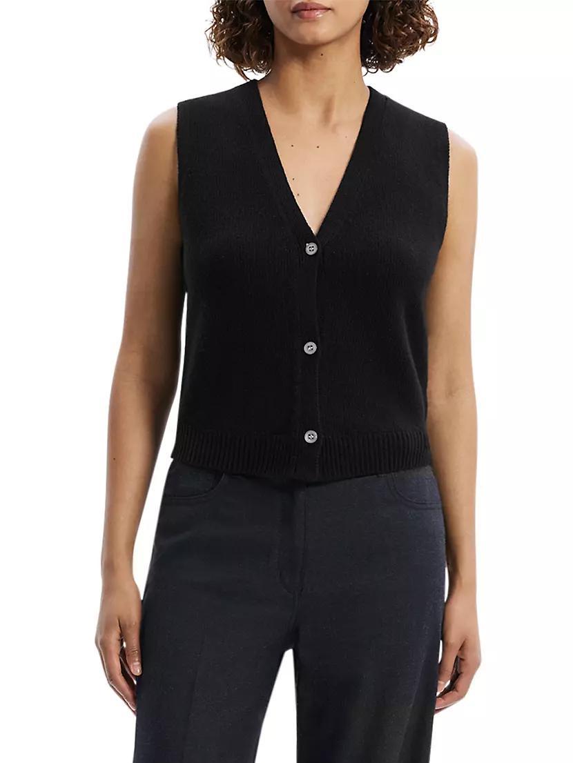 Wool-Blend Knit Button-Front Vest Product Image