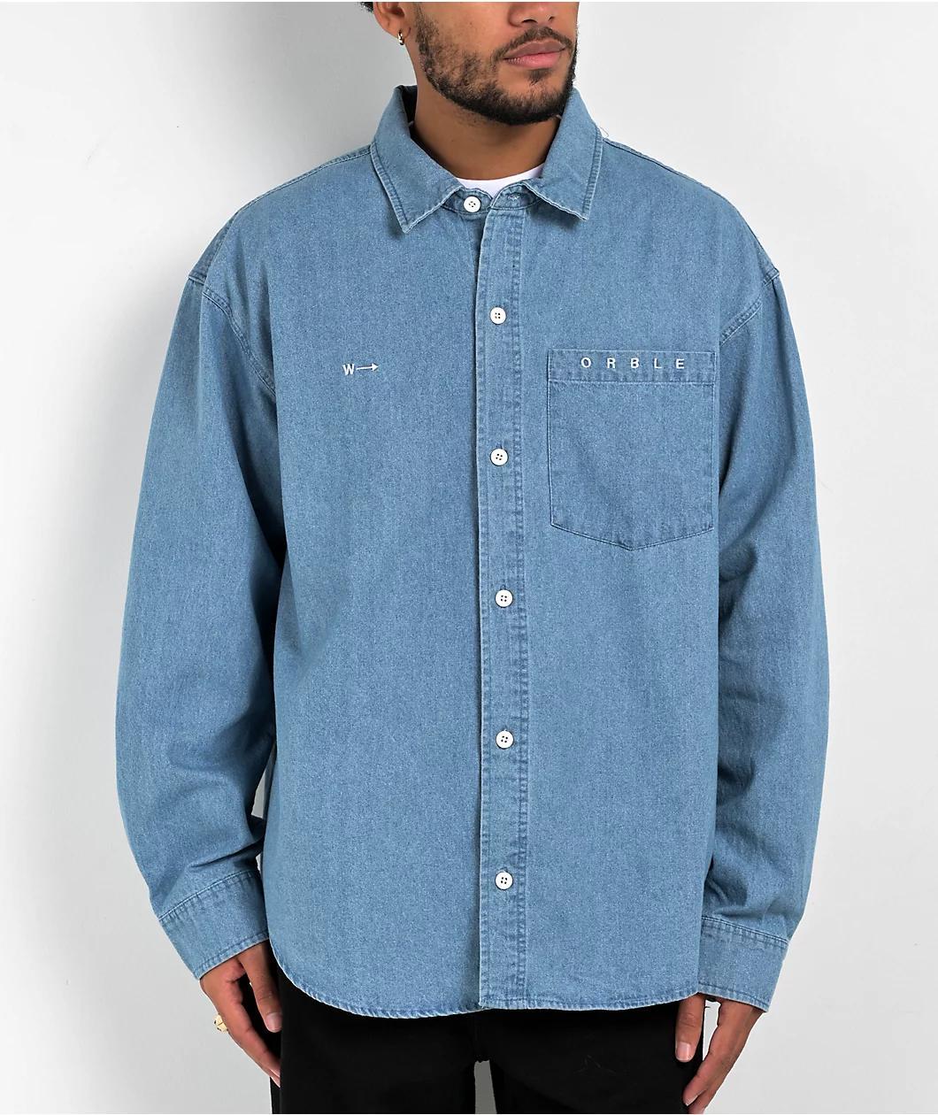 Worble Blue Denim Long Sleeve Shirt Product Image
