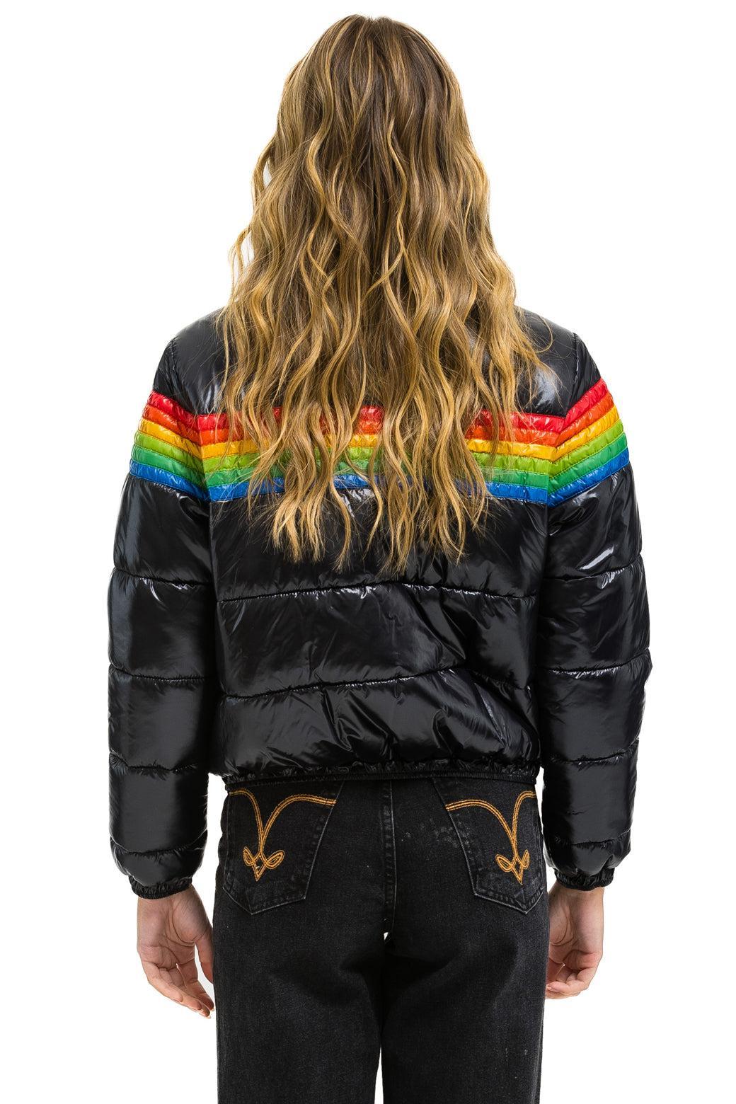 6 STRIPE LUXE APRES PUFFER JACKET - GLOSSY BLACK Female Product Image