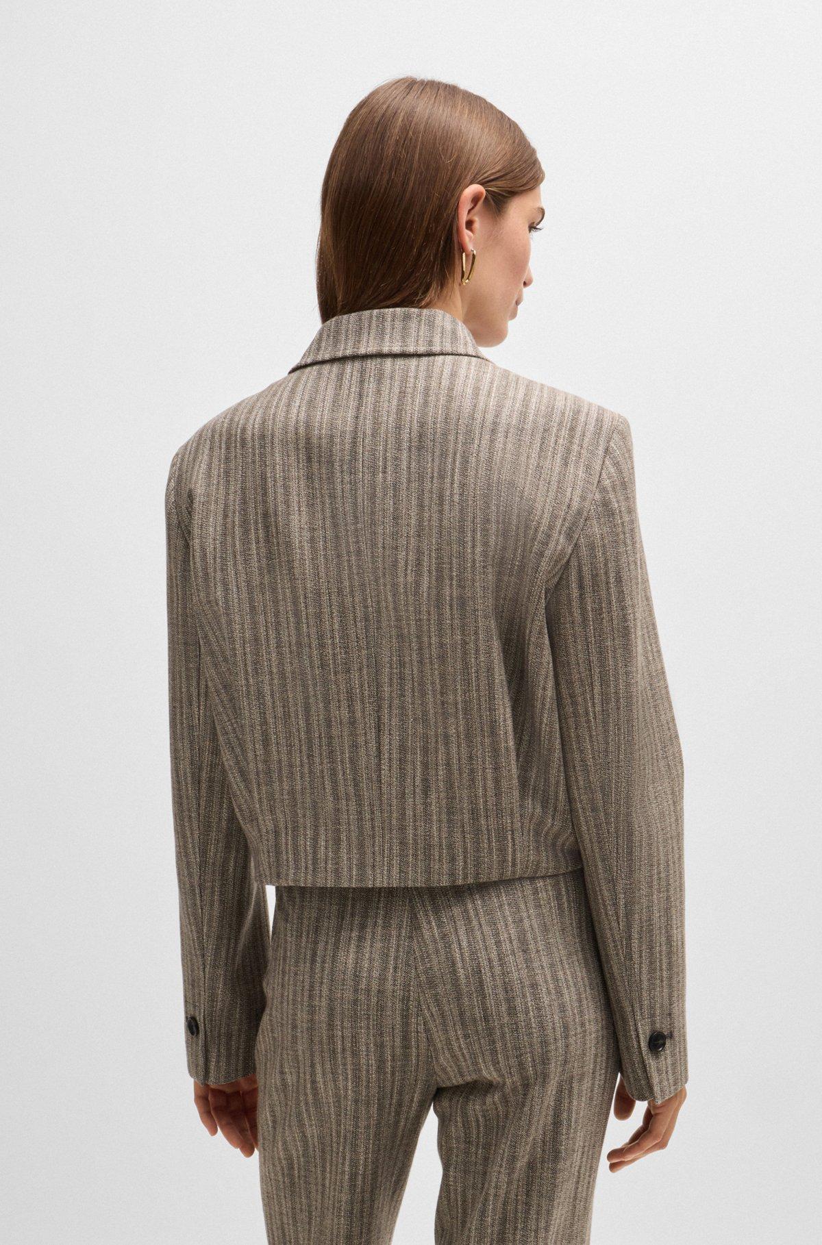 BOSS - Zip-up jacket in striped melange cloth - Patterned Product Image
