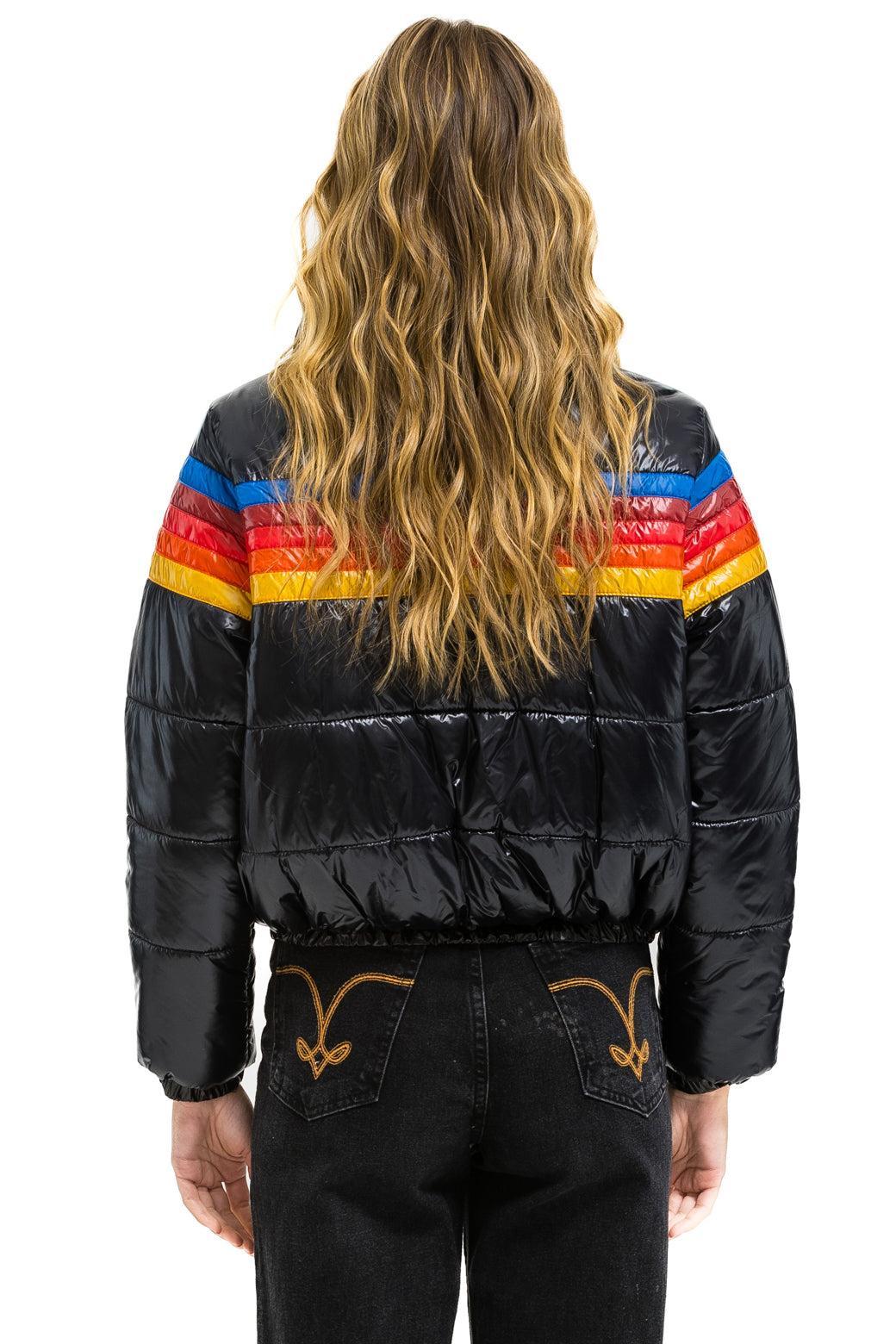 5 STRIPE LUXE APRES PUFFER JACKET - GLOSSY BLACK Female Product Image
